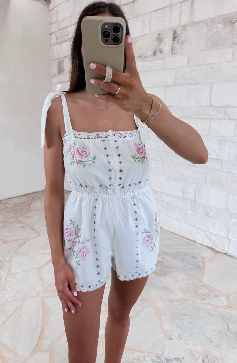 Boardwalk Babe Embroidered Romper (FINAL SALE) – CK Squared Boutique
