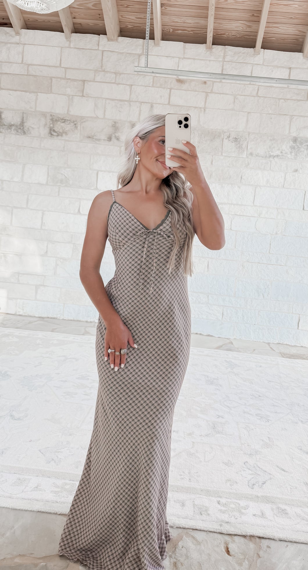 So Much To Say Flared Flannel Maxi Dress