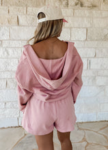 Load image into Gallery viewer, Jess Mauve Hooded Romper