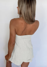Load image into Gallery viewer, Sail With Me Retro Linen Striped Tie Front Layered Mini Romper