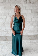 Load image into Gallery viewer, Twist And Shout Green Satin Maxi