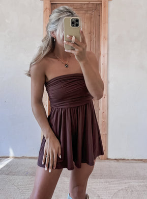 Rachel Strapless Brown Romper