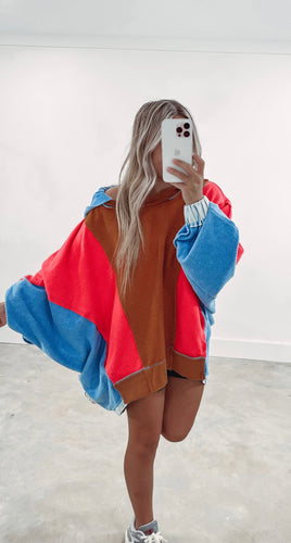 Best Of All Colorblock Oversized Hooded Pullover