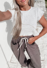 Load image into Gallery viewer, Here We Go Balloon Shaped Washed Terry Pants - Charcoal