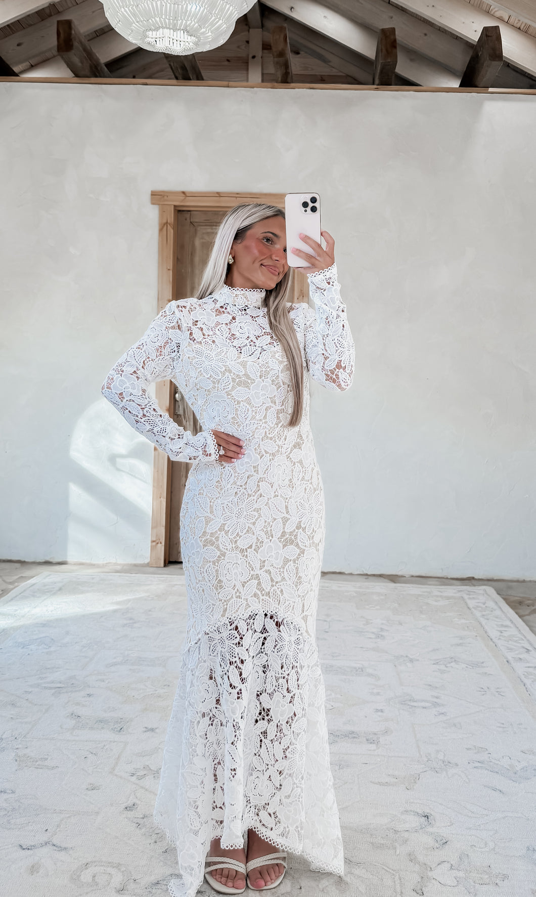 Means Something to Me Long Sleeve Lace Midi Dress - White CK Squared Boutique Means Something to Me Long Sleeve Lace Midi Dress - White CK Squared Boutique