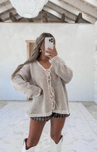 Load image into Gallery viewer, Come On In Oversized Contrast Tie Front Cardigan