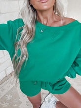 Load image into Gallery viewer, Dockside Lounge Boat Neck Sweatshirt &amp; Short Set - Kelly Green