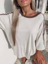 Load image into Gallery viewer, That’s Game Oversized Wide Neck Shoulder Stripe Tee - Bone