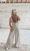 Load image into Gallery viewer, Running The Show Striped Wide Leg Jumpsuit - Brown/Beige