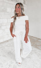 Load image into Gallery viewer, Riley Textured Off The Shoulder Top &amp; Drawstring Pants Set - Ecru
