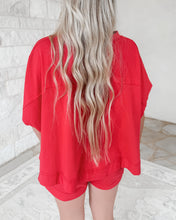 Load image into Gallery viewer, Butter Bliss Exposed Seam Boxy Top &amp; Shorts Set - Ruby