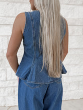 Load image into Gallery viewer, Staying In The City Peplum Top &amp; Wide Leg Jean Set