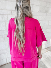 Load image into Gallery viewer, In Between Mineral-Wash Raw-Seam Barrel Pant Set - Magenta