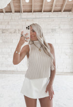 Load image into Gallery viewer, What Makes It Work Contrast Knit Tank Top - Taupe/White