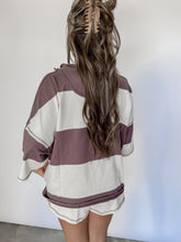 Load image into Gallery viewer, No Place Like Home Stripe Half Zip Short Set - Driftwood/Cashmere