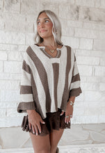 Load image into Gallery viewer, New York Nights Striped Brown Sweater