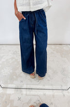 Load image into Gallery viewer, In The Clear Self Tie High Waisted Wide Leg Denim Pants