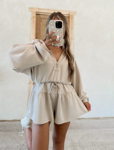 Kate Hooded Romper- stone