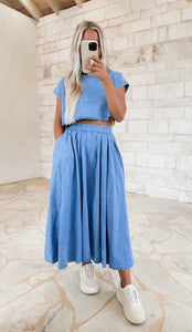 Denim skirt set best sale