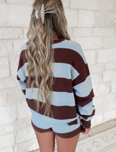 Load image into Gallery viewer, Alpine Sunrise Striped Slouchy Pull Over Sweater and Shorts Set