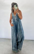 Load image into Gallery viewer, Midnight Train Mineral Washed Pintuck Jumpsuit - warehouse sale