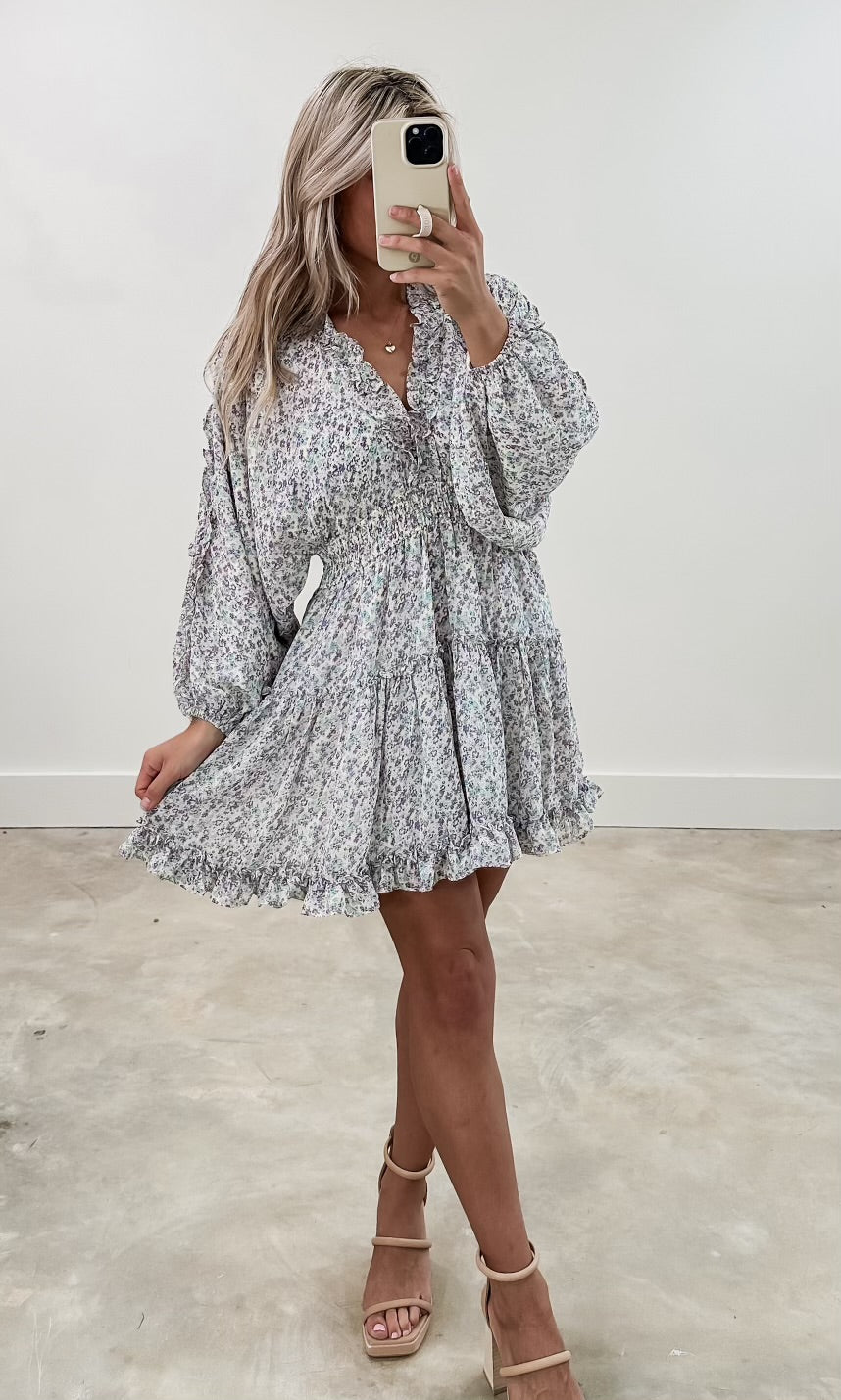 So In Love Floral Ruffle Dress