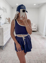 Load image into Gallery viewer, On The Court Pleated Athleisure Skort Set - Navy