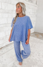 Load image into Gallery viewer, Going Nowhere Soft Melange Short Sleeve Tee &amp; Long Pant Set - Lt Navy
