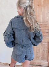 Load image into Gallery viewer, Just Can’t Wait Black Denim Romper