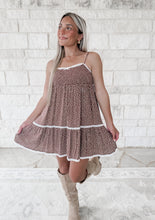 Load image into Gallery viewer, Dreaming Of You Ditsy Floral Smocked Mini Dress - Brown