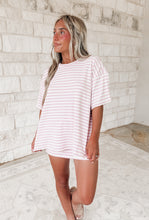 Load image into Gallery viewer, Hello Sunshine Short Sleeve Round Neck Striped Tee &amp; Mid Rise Skort Set - Lt Pink