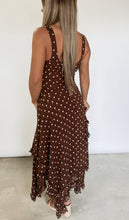 Load image into Gallery viewer, Must Be Love Polka Dot Asymmetrical Midi - Brown