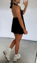 Load image into Gallery viewer, Lost Your Chance Halter Babydoll Romper w/ Biker Shorts - Black