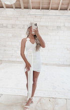 Load image into Gallery viewer, Beachside Bridals Velvet Halterneck Mini Dress - Off White
