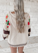Load image into Gallery viewer, Peaceful Garden Striped Pattern 3D Embroidered Zip Up Sweater Top (FINAL SALE)
