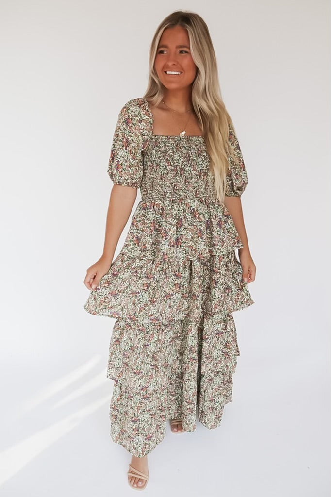 Lily Tiered Maxi- forest green