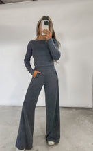 Load image into Gallery viewer, Without Thinking Boat Neck Long Sleeve + Pant Set - Charcoal