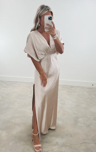 Classy Date Oyster Satin Maxi