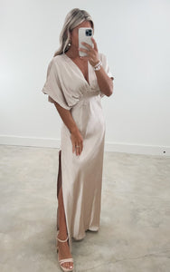 Classy Date Oyster Satin Maxi