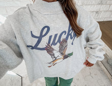 Load image into Gallery viewer, Lucky &amp; Mallard Mock Neck Sweatshirt - Blue