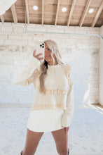 Load image into Gallery viewer, Owning The Room Ruffle Detailed Knit Sweater - Cream