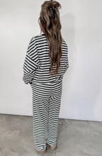 Load image into Gallery viewer, More My Vibe Striped Crew Neck &amp; Sweatpants Set - Navy/Cream