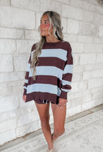 Load image into Gallery viewer, Alpine Sunrise Striped Slouchy Pull Over Sweater and Shorts Set