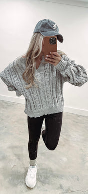 Full Heart Gray Knit Sweater (FINAL SALE)