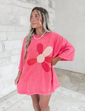 Load image into Gallery viewer, Rachel Floral Smiley Face Patch Washed Boxy Top