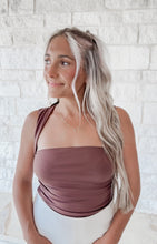 Load image into Gallery viewer, Won’t Back Down Squareneck Ruched Tank Top - Brown