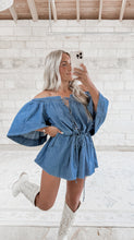 Load image into Gallery viewer, Chose The Day Denim Butterfly Sleeve Romper