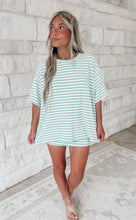 Load image into Gallery viewer, Hello Sunshine Short Sleeve Round Neck Striped Tee &amp; Mid Rise Skort Set -
