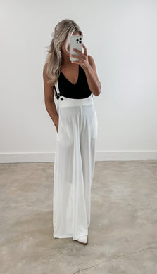 Totally Yours White Knit Overalls