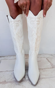 Samara Embroidered White Cowgirl Boots